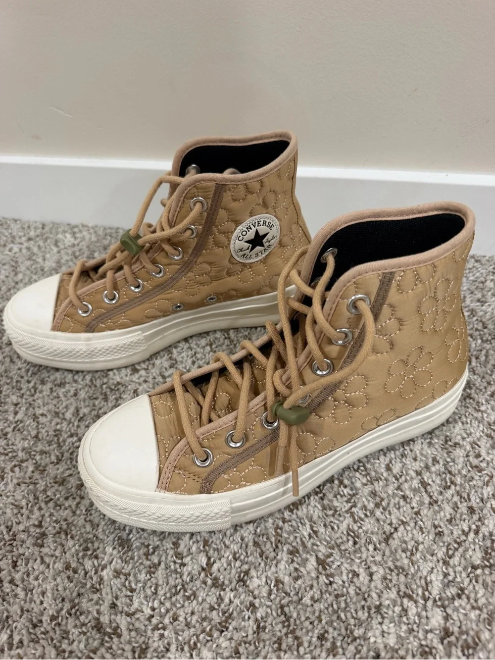 Converse Quilted High-Top Sneakers - Tan